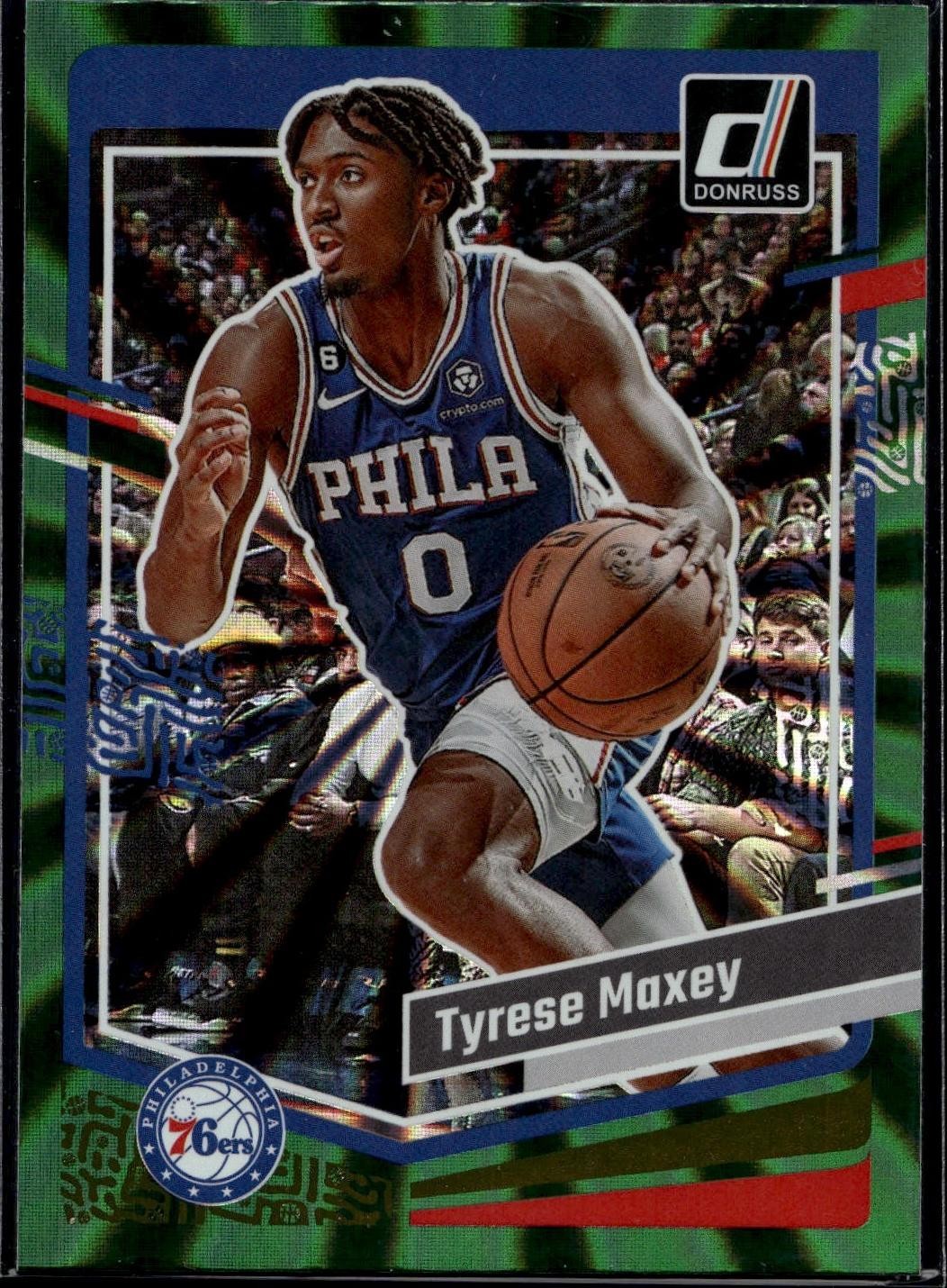 2023-24 Donruss #152 Tyrese Maxey Green Laser Holo