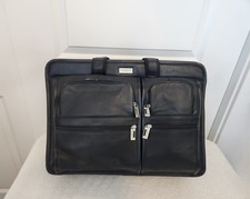 Vintage U.S. Luggage NY Black Leather Expandable Briefcase Laptop Business Bag