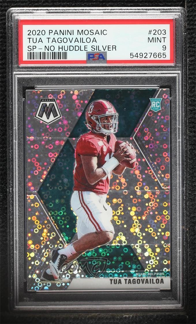 2020 Mosaic No Huddle Silver Prizm Tua Tagovailoa #203 PSA 9 MINT Rookie RC 03tv