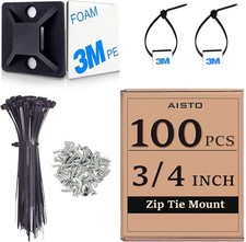 Self Adhesive Cable Tie Mounts 3M Strongly Adhesive Backed Zip Tie Base Holders