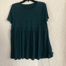 Shein Womens XXL 46 Green Pullover Top Short Sleeves