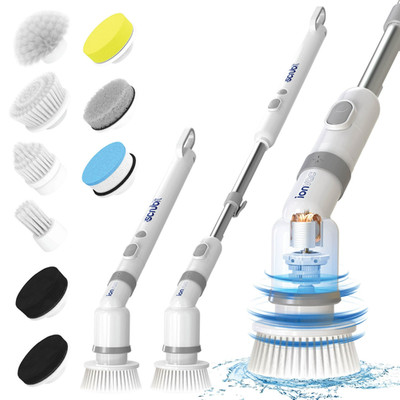 Ionvac Scrub It Electric Spin Scrubber, Cordless Brush with 9 Cleaning Heads