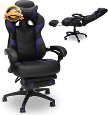 Ergonomic Gaming Chair Footrest Recliner Lumbar Headrest Racing Purple