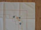 Vintage 100% cotton 32" square table topper with floral embroidery — photo 2