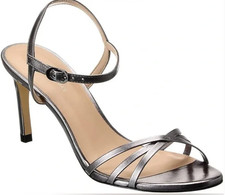 Stuart Weitzman Starla Pewter Metallic Sandal Heel