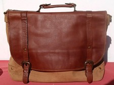 Vintage soft leather messenger brown real laptop satchel bag genuine briefcase