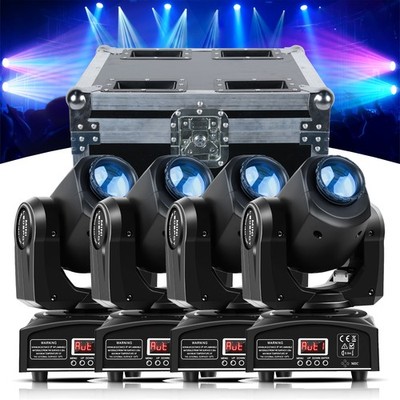 UKING 4stk 120W Beam LED Moving Head Bühnenlicht RGBW Spot DMX mit Flightcase