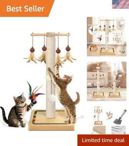 Elegant 25-Inch Poste de découpe de chat avec des jouets interactifs - Protège les meubles