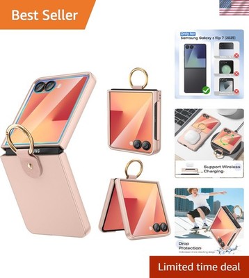 Samsung Galaxy Z Flip 7 Case with Ring in Rose Gold
