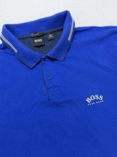 Boss Hugo Boss Mens Slim Fit Short Sleeves Polo Shirt Blue White Size Large
