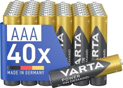 VARTA Batterien AAA, 40 Stück, Power on Demand, Alkaline, 1,5V, Vorratspack