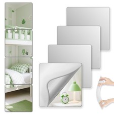 Shatterproof Peel And Stick on Mirror Tiles for Wall Decorative, 8 pcs 16  x12...