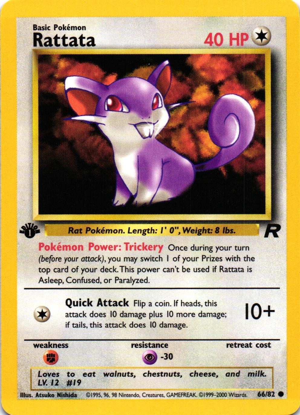 RATTATA 66/82 TEAM ROCKET COMMON LP OR BETTER POKEMON