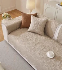 Luxury Vintage Cotton Embroidery Sofa Cover Soft Farmhouse Seat Cushion Cover...