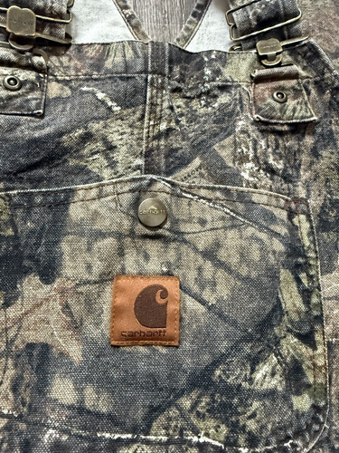 CARHARTT Mossy Oak Camo Quilt Lined Bib Overalls Youth Size 14 EUC!!! - Picture 9 of 19