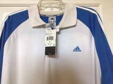 Adidas Original Clima 365 3 Stripe Short Sleeve Shirt White/Blue Men XL