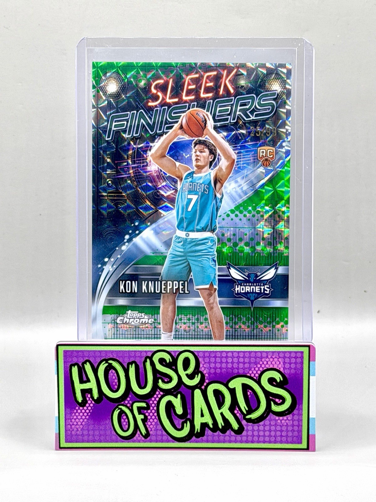 2025-26 Topps Chrome Kon Knueppel RC Sleek Finishers Green /99 Hornets #SF-24