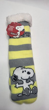 Snoopy Peanuts Sherpa Lined Socks Non Slip One Size Fits Most Yellow Adult New