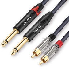 RCA to 1/4 Cable, Dual RCA to Dual 1/4 TS Stereo Interconnect Cable, 10 Feet