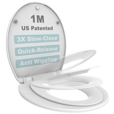 1M Family Toilet Seat, Patented Slow Round with Toddler Seat Built In, White