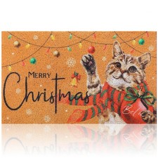 Christmas Cat Welcome Door Mat 18 x 30 Inch Coir Doormat Merry Xmas Farmhouse...