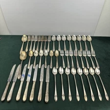 WM Rogers Mfg Co TRIUMPH Silverplate Flatware Set 46 Pc Extra Plate 1936 