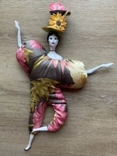 VTG. 19” large ,Isabelle Poupee Millet” Porcelain Doll,Flower Girl Hat, Handmade