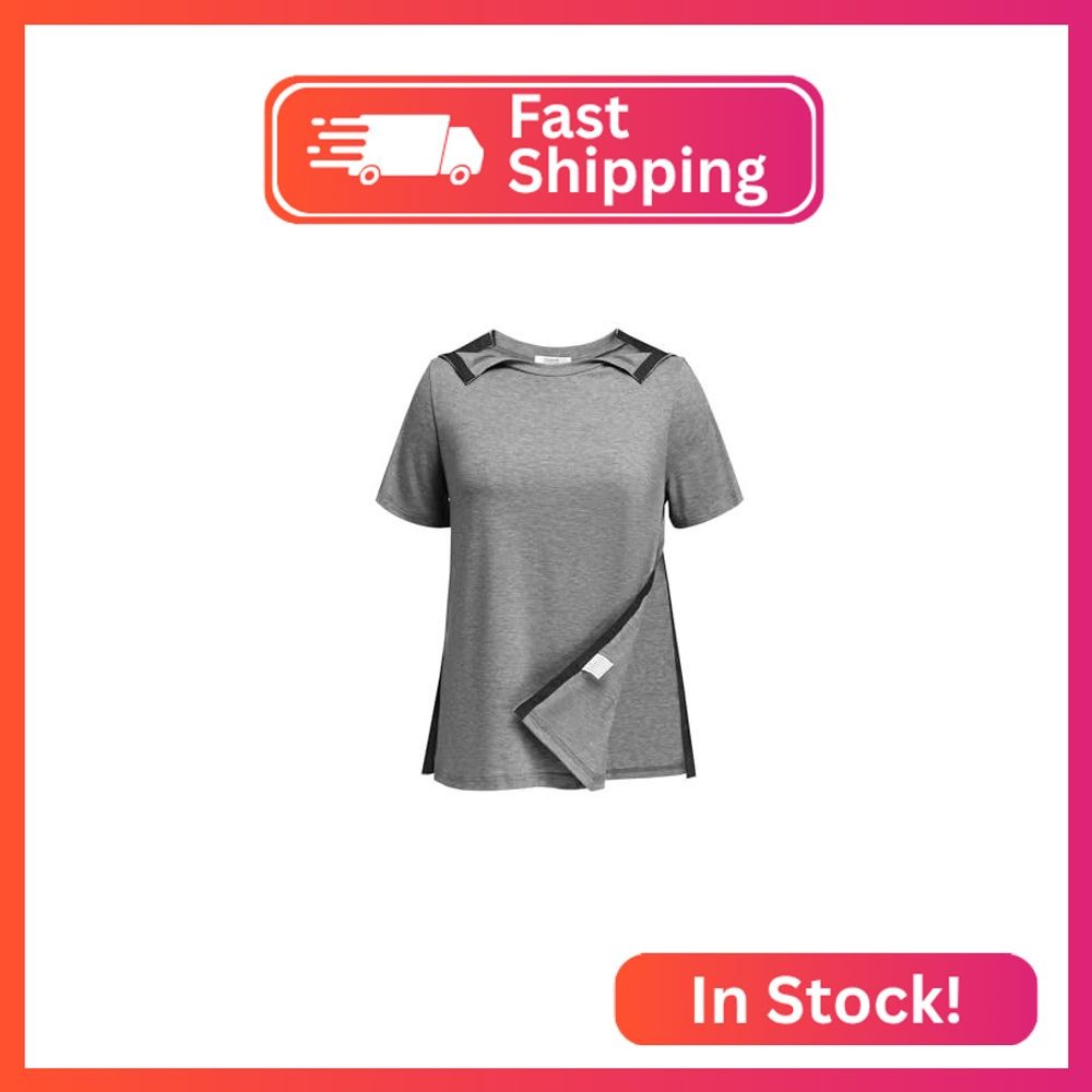 Deyeek Women Post Shoulder Surgery Shirts Short Sleeve Recovery Tear Away Port A