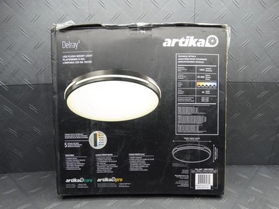 Artika Delray 15 in. Black LED Flush Mount Ceiling Light FM-DEC-HD2BL