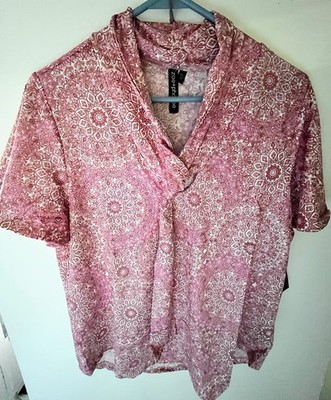 ZOE+PHOEBE Women Blouse Pink Flowers Print Size S