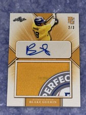 BLAKE GUERIN 2021 Leaf Perfect Game Autograph Jersey Patch #2/3 IOWA HAWKEYES