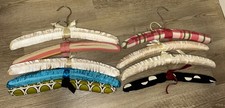 Lot of 9 Vintage Padded Hangers Satin/Silk Fabric Padded Lingerie Hangers