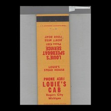 Matchbook Cover - Taxi Louie's Cab Co. Rogers City, MI