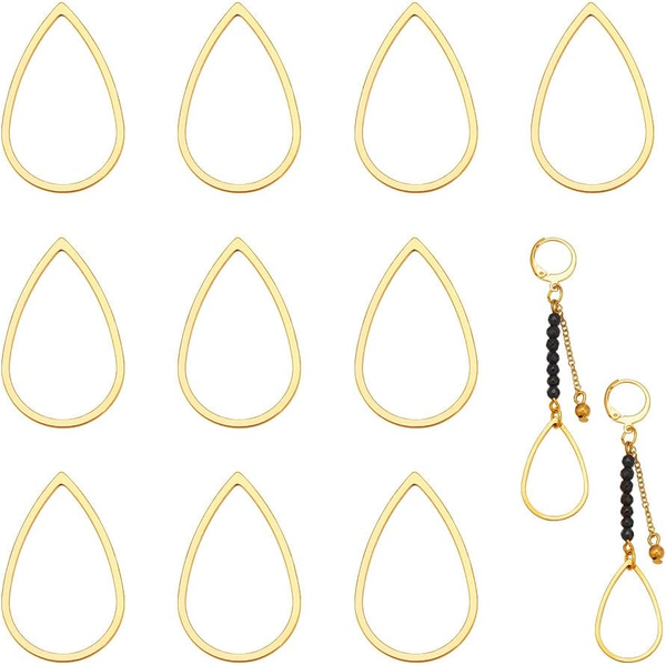 10 StüCk Edelstahl Verbindungsringe Tropfen Verbindungsringe Goldene Rahmenverbi-image