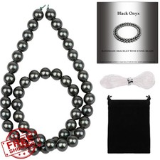 THRELE Black Onyx Stone Beads 8mm Round Loose for Jewelry Making Bracelet