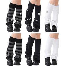 6 Pairs Y2K Leg Warmers - Kawaii Star Knitted Flared Leg Socks for Goth, E-Gi...