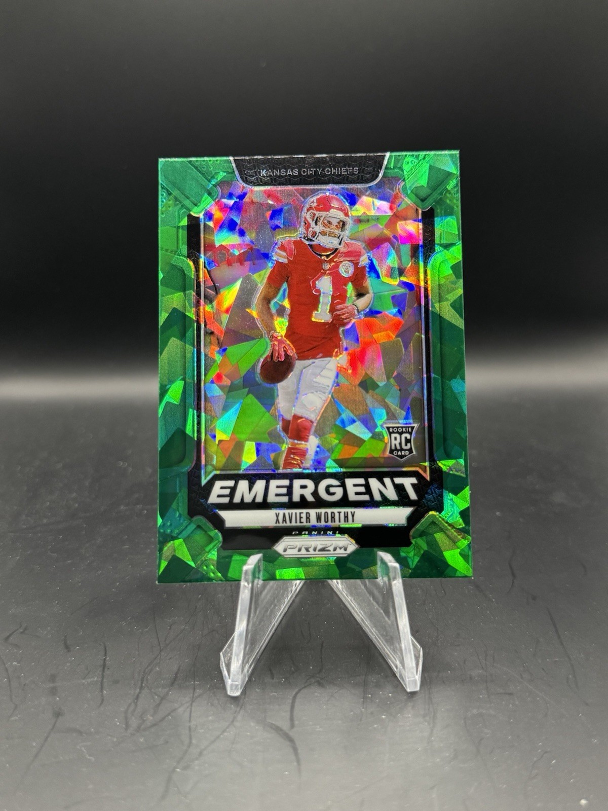 2024 Panini Prizm Xavier Worthy Emergent RC Green Ice Rookie #7 Chiefs