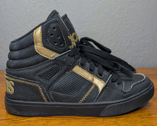 Zapatos de Skateboarding Osiris Clone para Hombre EE. UU. 8 Negro y Dorado Osiris High Top Kicks