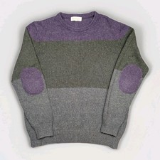 Frederik Anderson Copenhagen Men’s Large Jumper Knit Stripes Faux Elbow Patches 