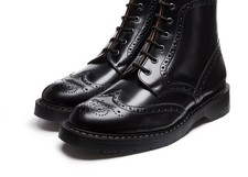 Solovair Black Hi-Shine Leather Mens Derby Br...