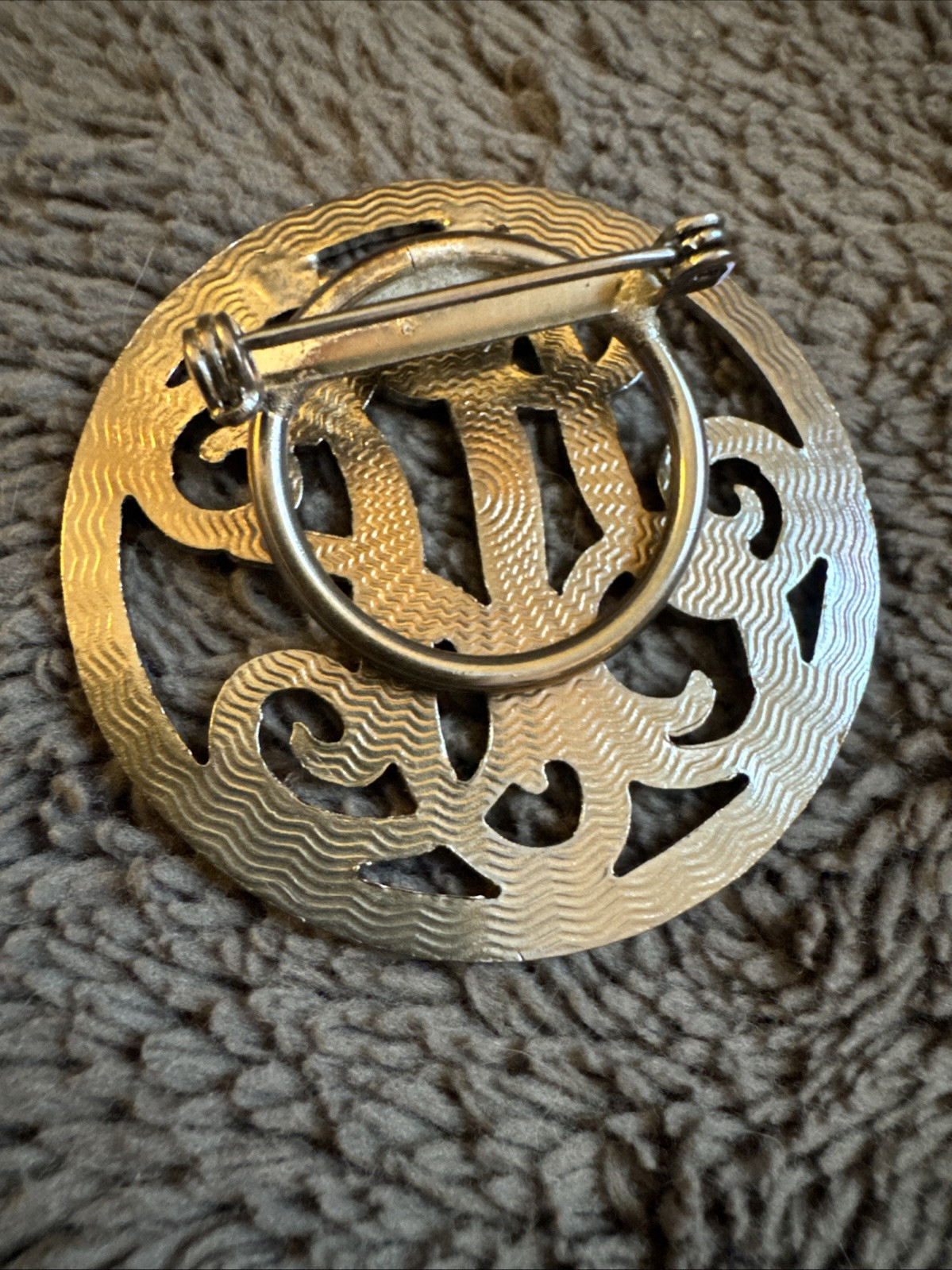 Monogram Style Brooch Intertwined Script Letters … - image 2