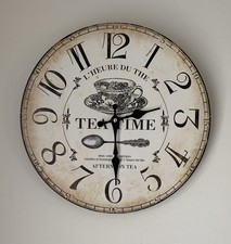 Wanduhr MDF 34 CM Tea Time Retro Vintage Desi...