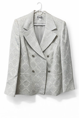 Giorgio Sant Angelo Green Textured 2-Piece Suit Blazer Skirt Women s 14P Petite