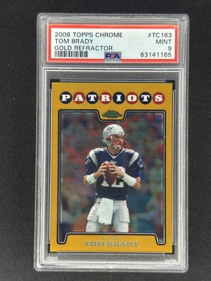 TOM BRADY 2008 Topps Chrome #TC163 Gold Refractor /199 PSA 9 Patriots