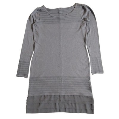 Coast Kleid Größe 12 grau Angora Strick Knopfleiste hinten Langarm Puffripp Stufensaum