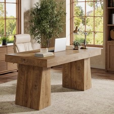 140cm Modern Executive Desk with Double Trapezoid Base, Heavy-Duty Computer Desk — image 8