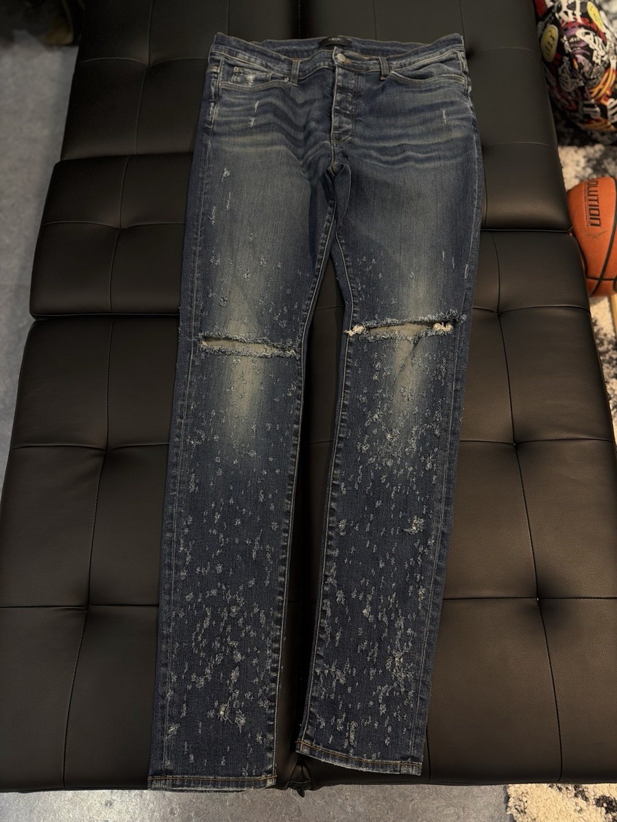 Size 38 - Amiri Blue Ripped Leg Jeans 100% Authentic Quick