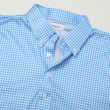 Collars Co. Men's Medium Light Blue Gingham Button-Down Collar Polo Shirt