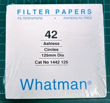 Whatman quantitative filter paper 42 ashless circles 125 mm Diam. 100 Pack