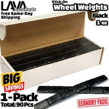 1 Box 1 oz Black Wheel Weights Stick-on Adhesive Tape Total 90 Pcs Lead-Free